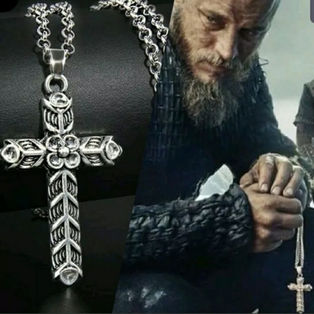 Viking Ragnar Norse Christian Pagan Silver Cross
